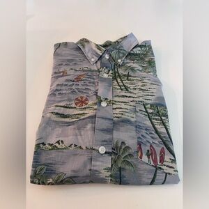 J. Crew Tropical Print Lightweight Chambray Men’s Large Button down Shirt,Cotton